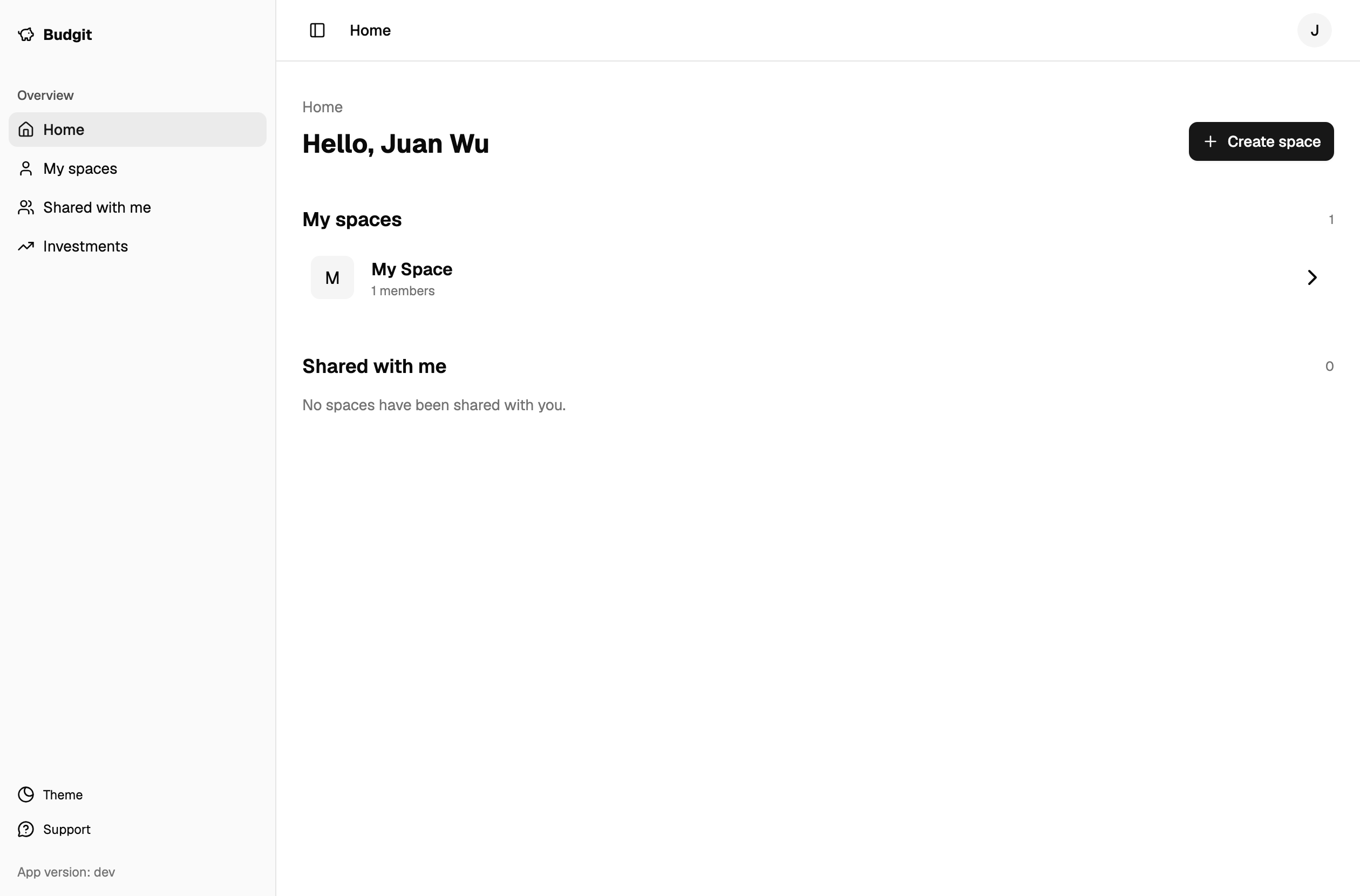 budgit home page screenshot